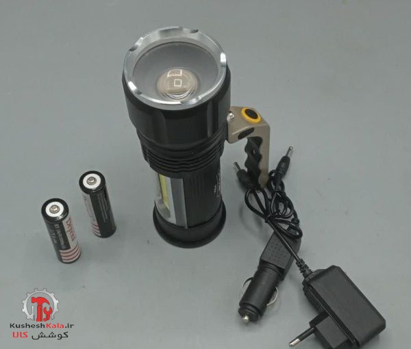 چراغ قوه شارژی 2باطری دسته دار زوم دار