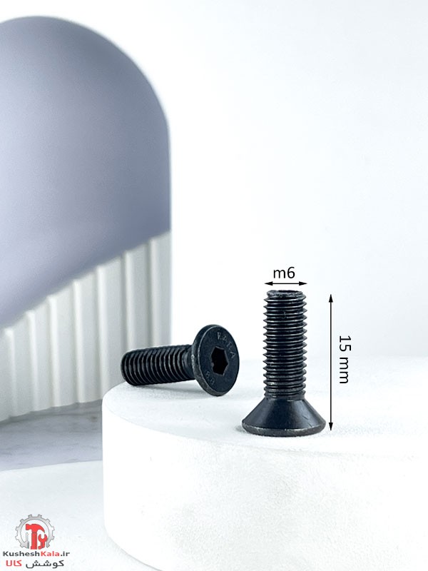 پیچ آلن خزینه سرتخت 15*6 میلیمتر بسته 100عددی