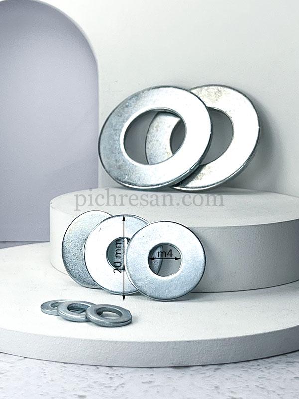 واشرتخت آهنی سایز 4 دور 20 میلیمتر بسته 1000 عددی