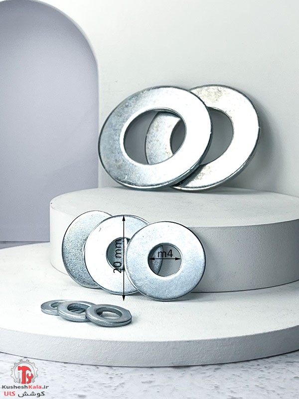 واشرتخت آهنی سایز 4 دور 20 میلیمتر بسته 1000عددی