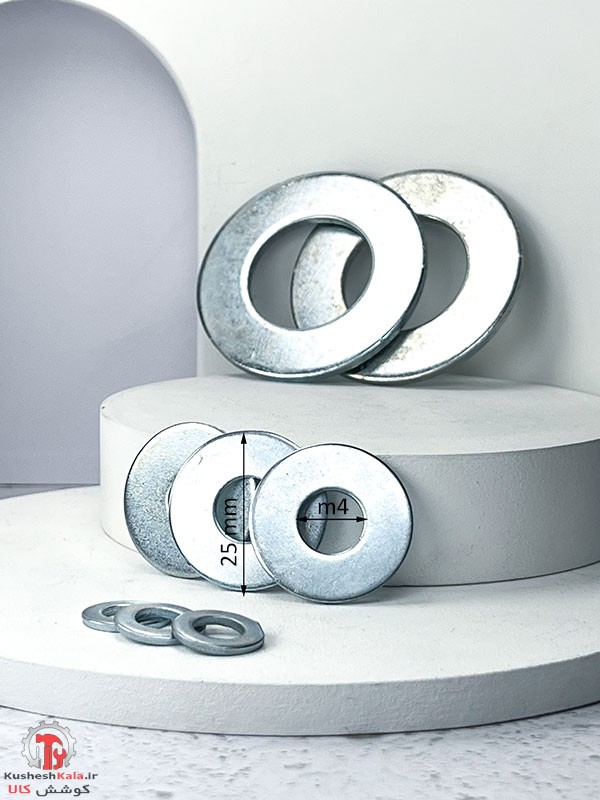 واشرتخت آهنی سایز 4 دور 25 میلیمتر بسته 1000عددی